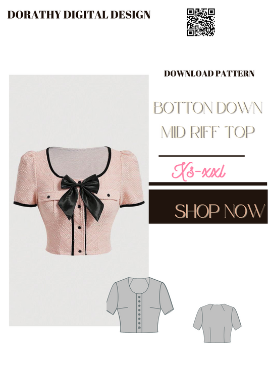 BOTTON DOWN MID RIFF TOP PATTERN