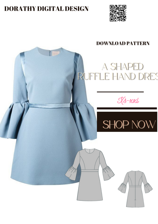 A shaped ruffle hand dress pattern